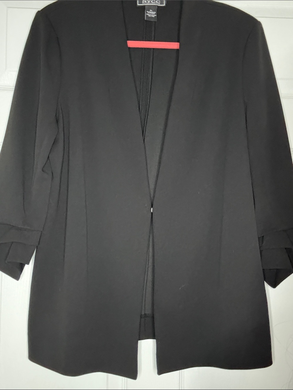 NY&C Women's Black Open-Front Longline Blazer